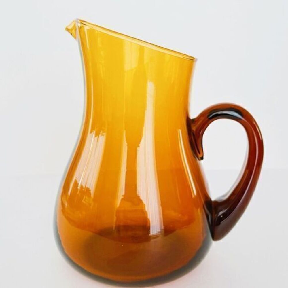 Mid Century Blown Amber Glass Pitcher